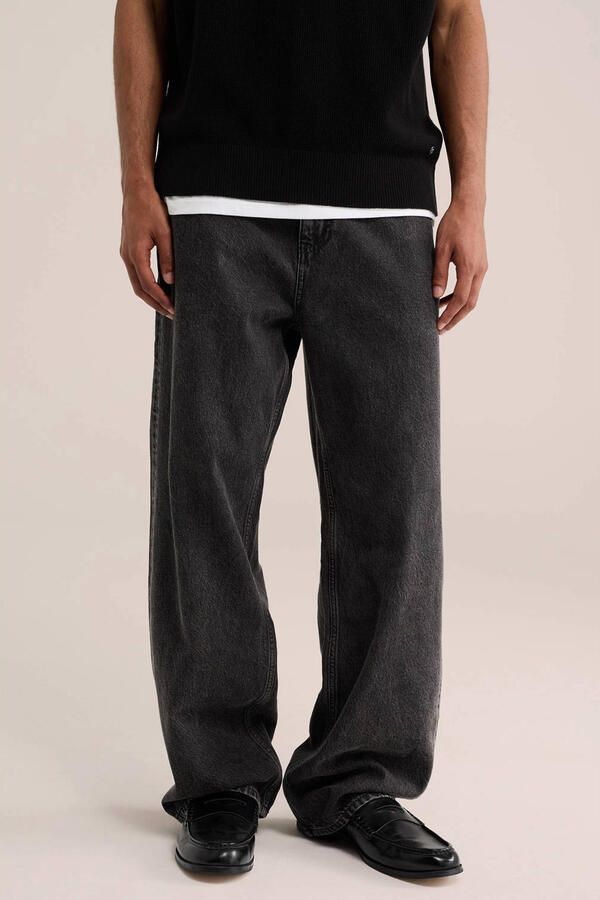 WE Fashion Blue Ridge straight leg loose fit jeans zwart