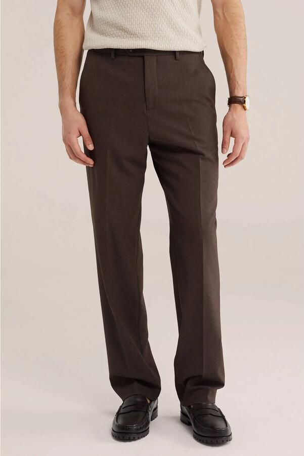 WE Fashion straight leg pantalon donkerbruin