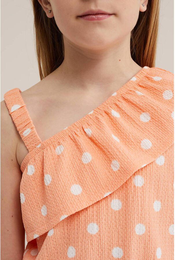 WE Fashion straight leg playsuit met stippen oranje - Foto 2