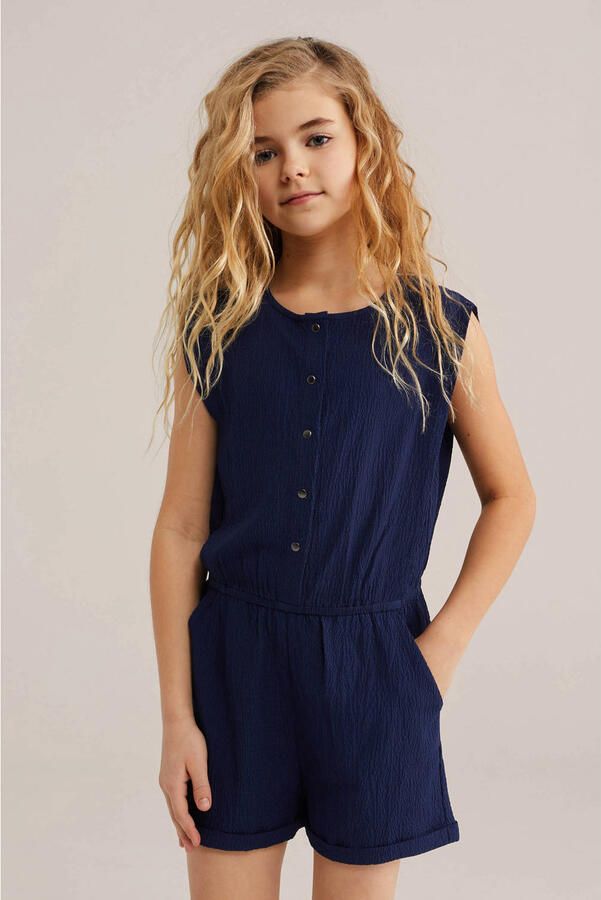 WE Fashion Straight playsuit donkerblauw