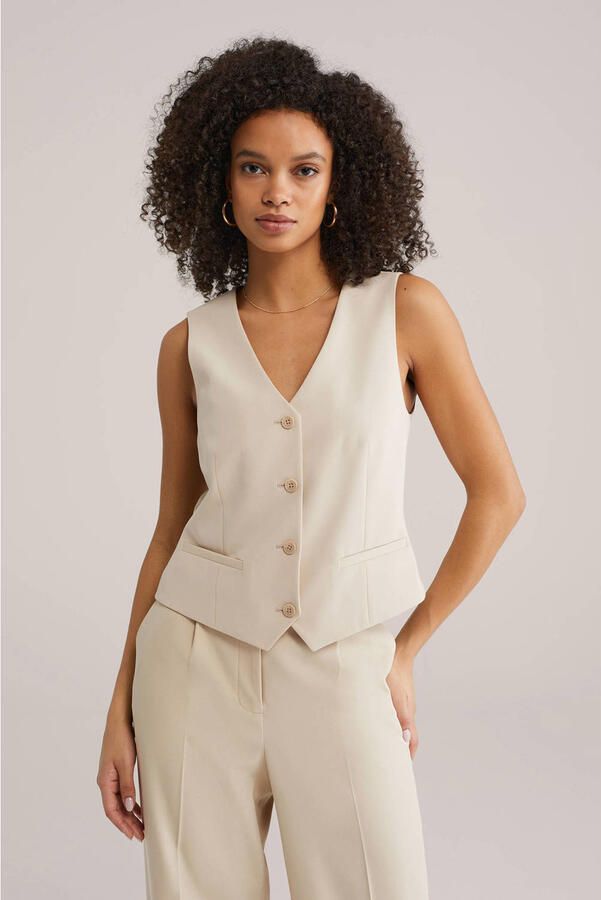 WE Fashion straight regular waist broek zand