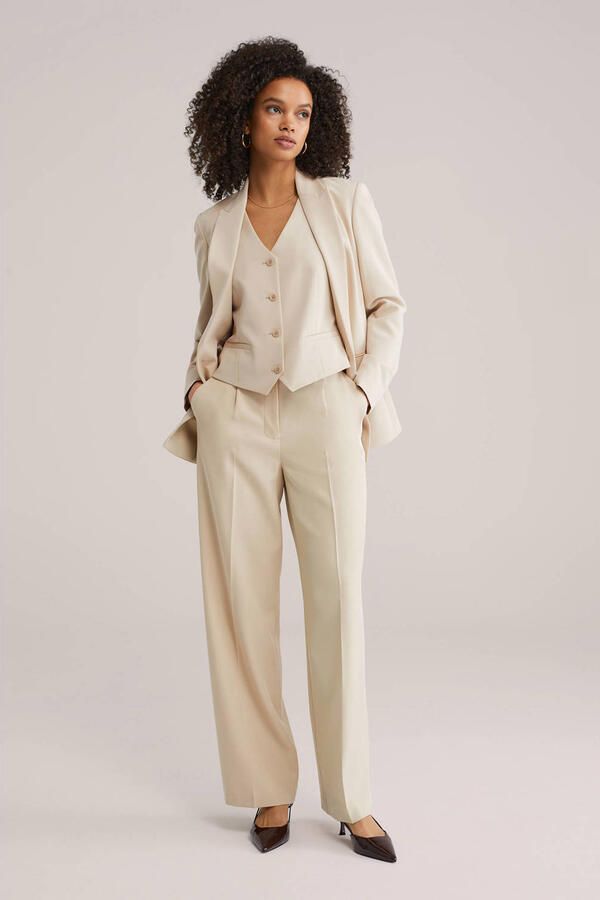WE Fashion straight regular waist broek zand - Foto 2