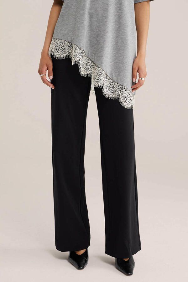 WE Fashion straight regular waist broek zwart - Foto 2