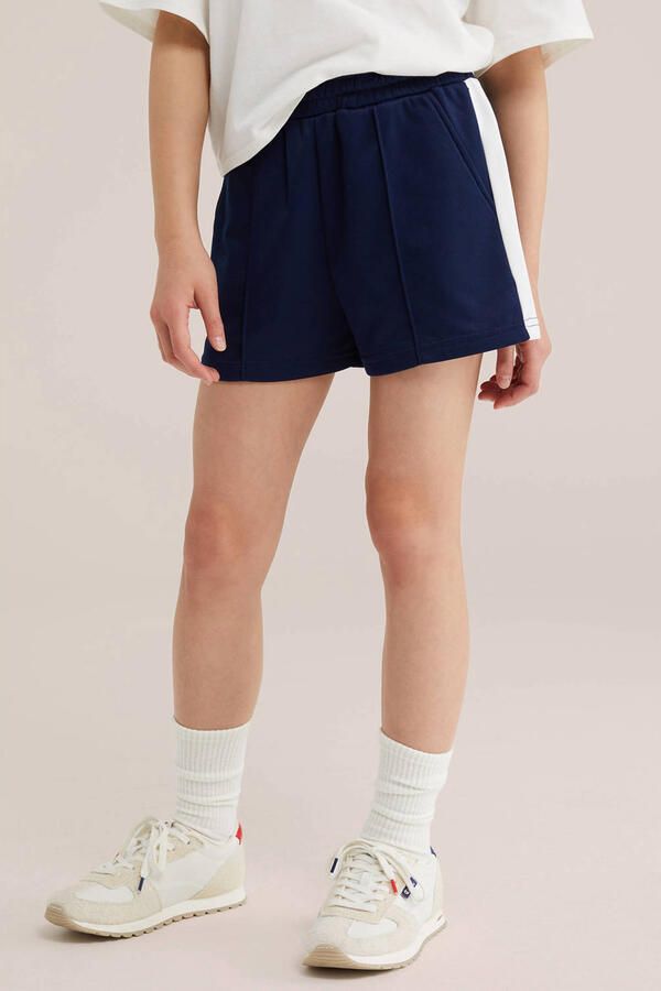 WE Fashion straight sweatshort donkerblauw