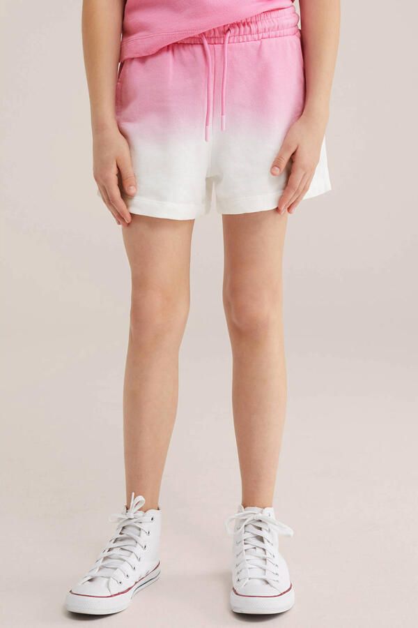WE Fashion straight sweatshort roze wit