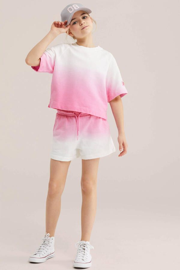 WE Fashion straight sweatshort roze wit - Foto 2