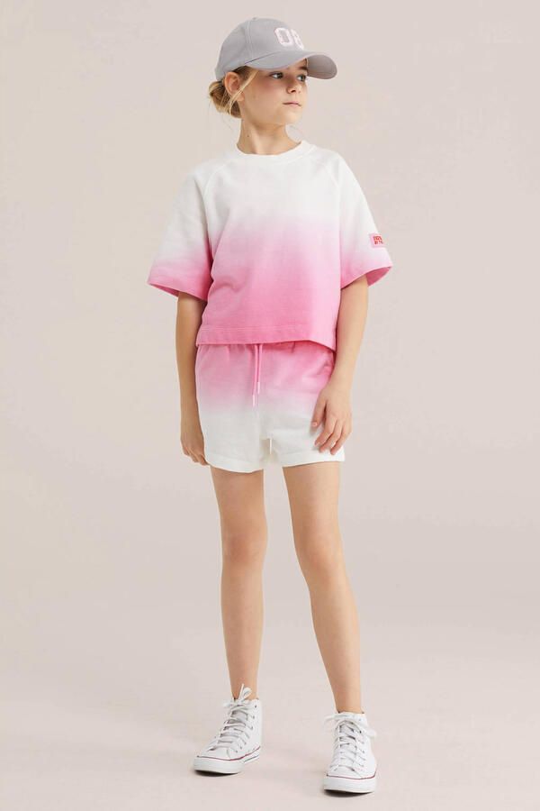 WE Fashion straight sweatshort roze wit - Foto 3