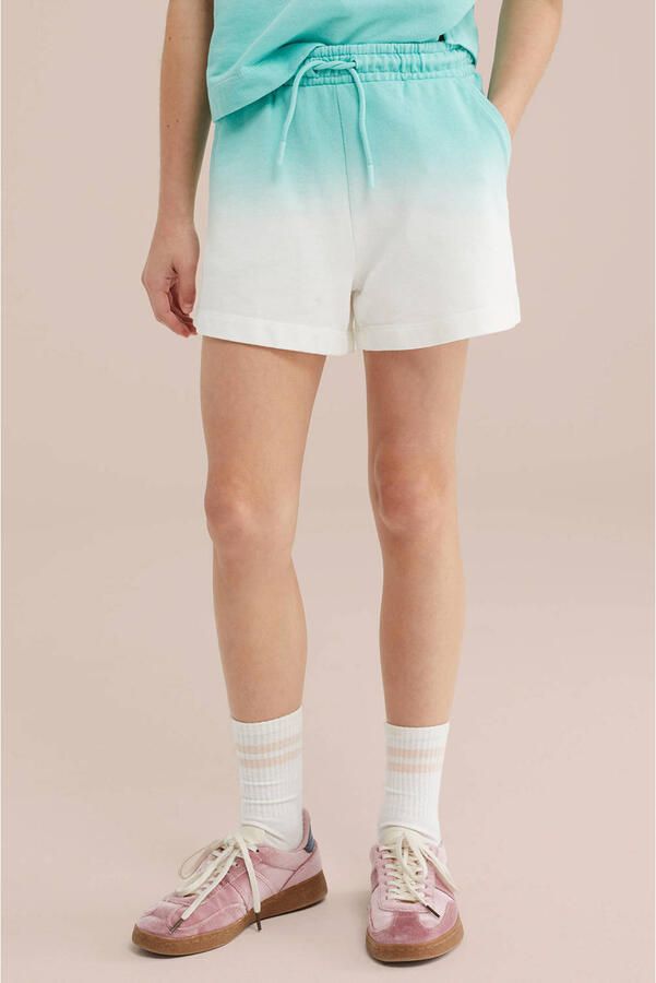 WE Fashion straight sweatshort turquoise wit