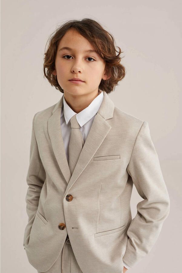 WE Fashion stropdas met textuur beige
