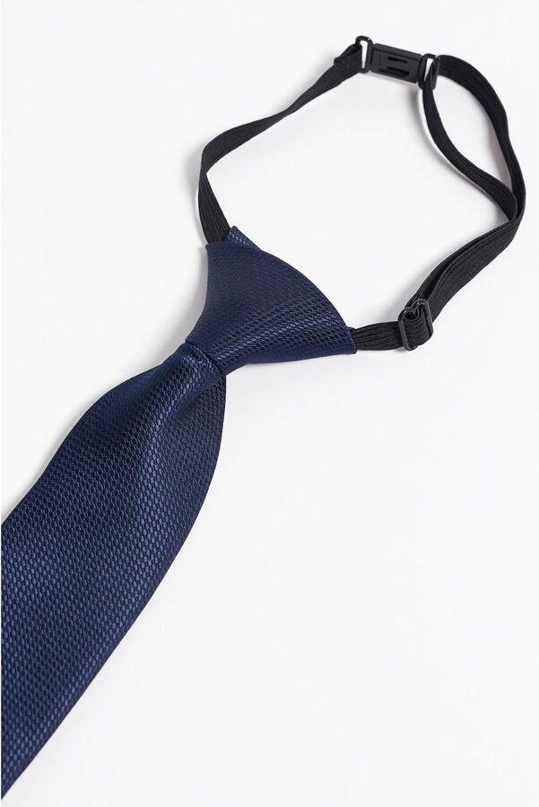 WE Fashion stropdas met textuur donkerblauw Jongens Polyester Effen S - Foto 2