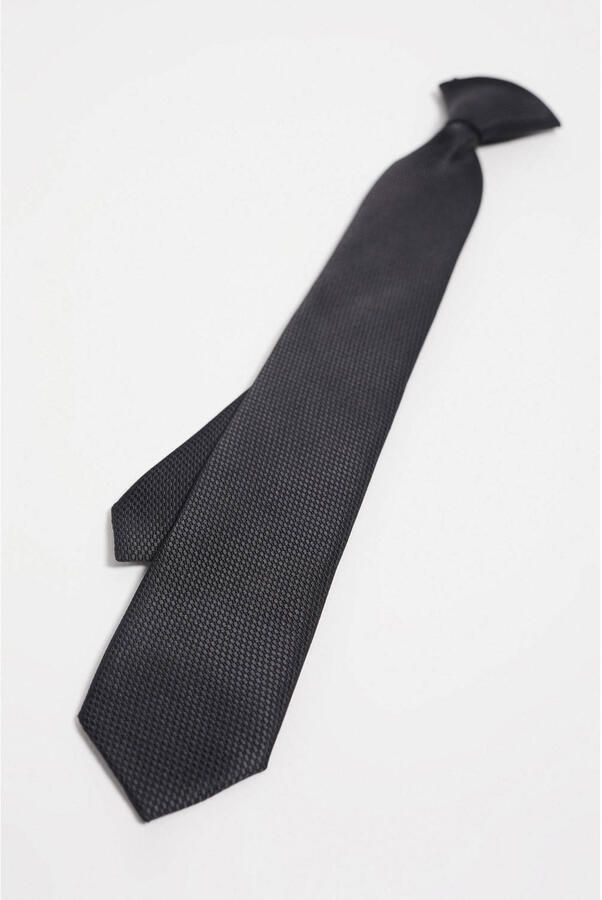 WE Fashion stropdas met textuur zwart Jongens Polyester Effen S