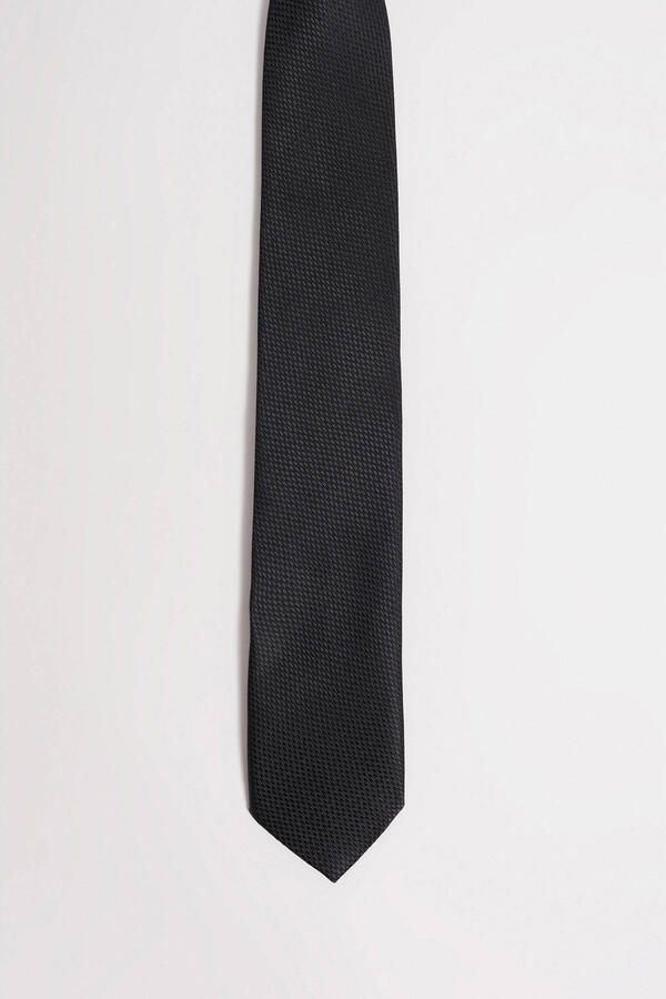 WE Fashion stropdas met textuur zwart Jongens Polyester Effen S - Foto 2