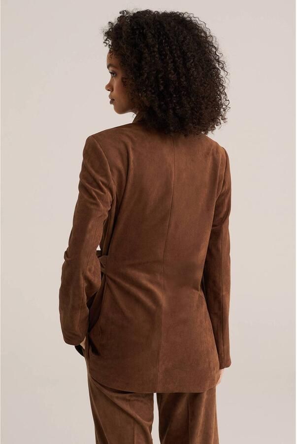 WE Fashion suède getailleerde blazer bruin - Foto 3