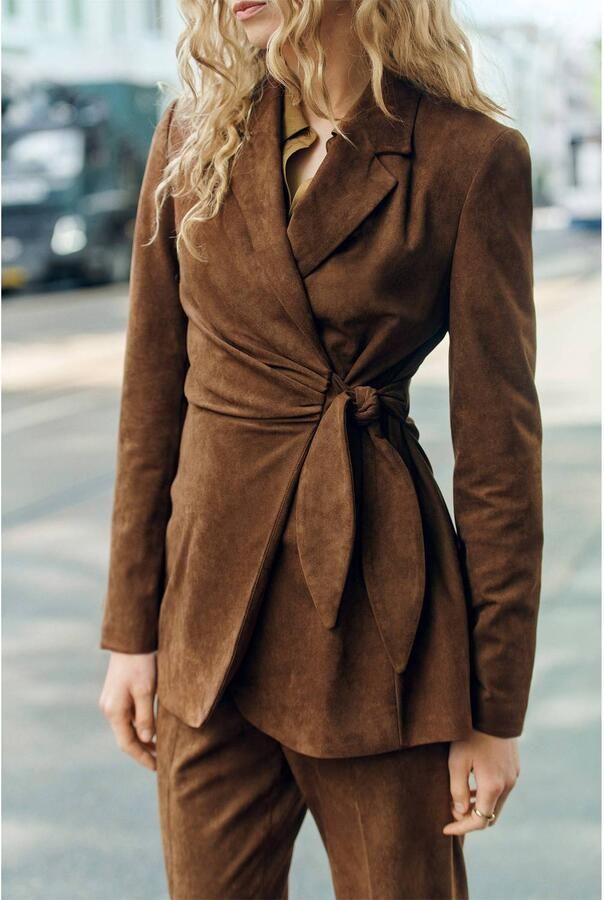 WE Fashion suède getailleerde blazer bruin - Foto 2