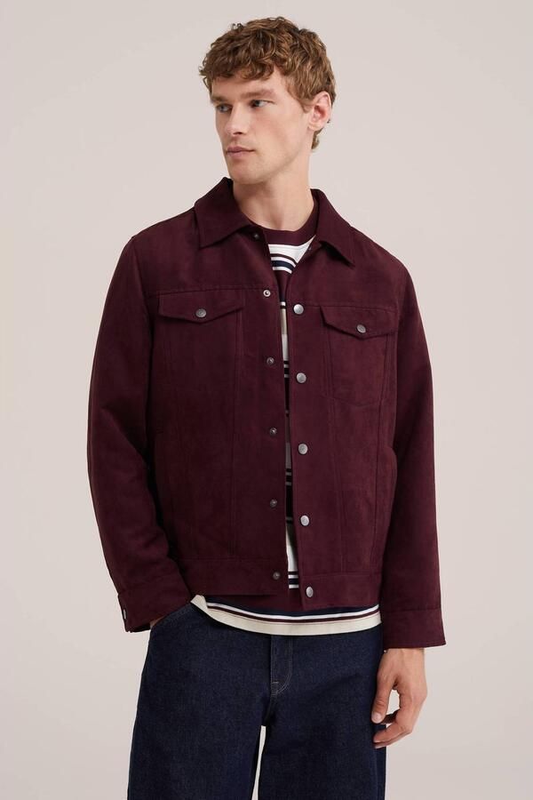 WE Fashion suèdelook jas donkerrood