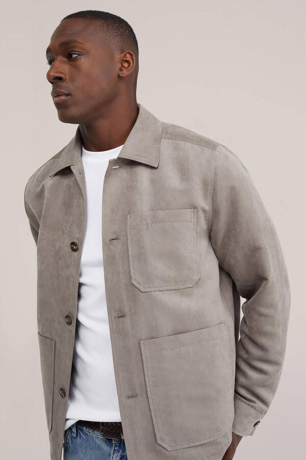 WE Fashion suèdelook regular fit overshirt grasgroen - Foto 3