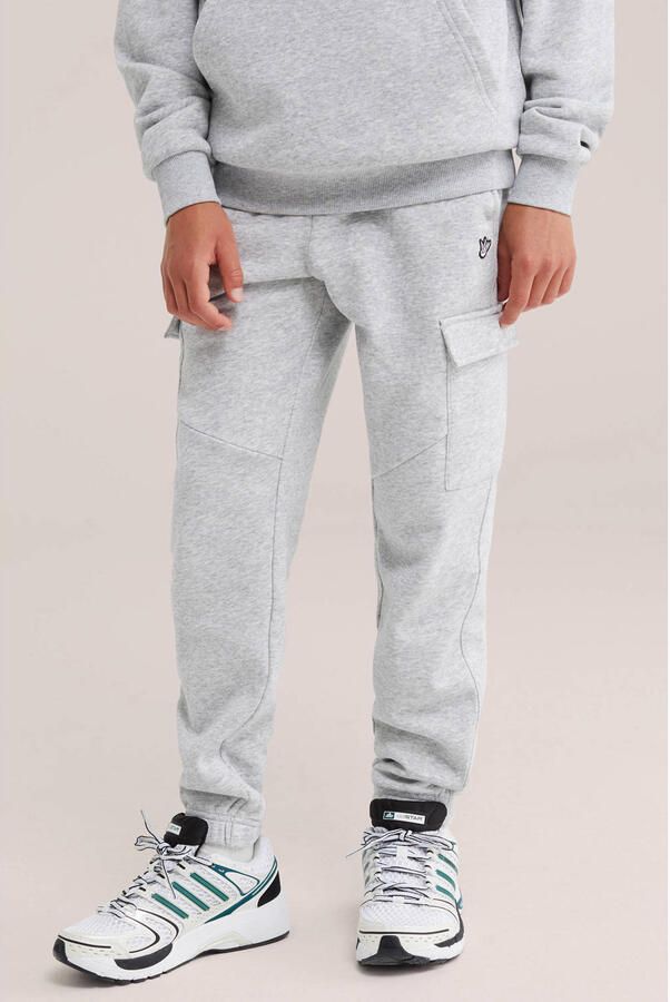 WE Fashion sweat cargobroek grijs
