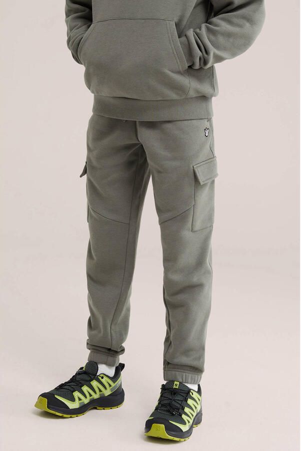 WE Fashion sweat cargobroek kaki