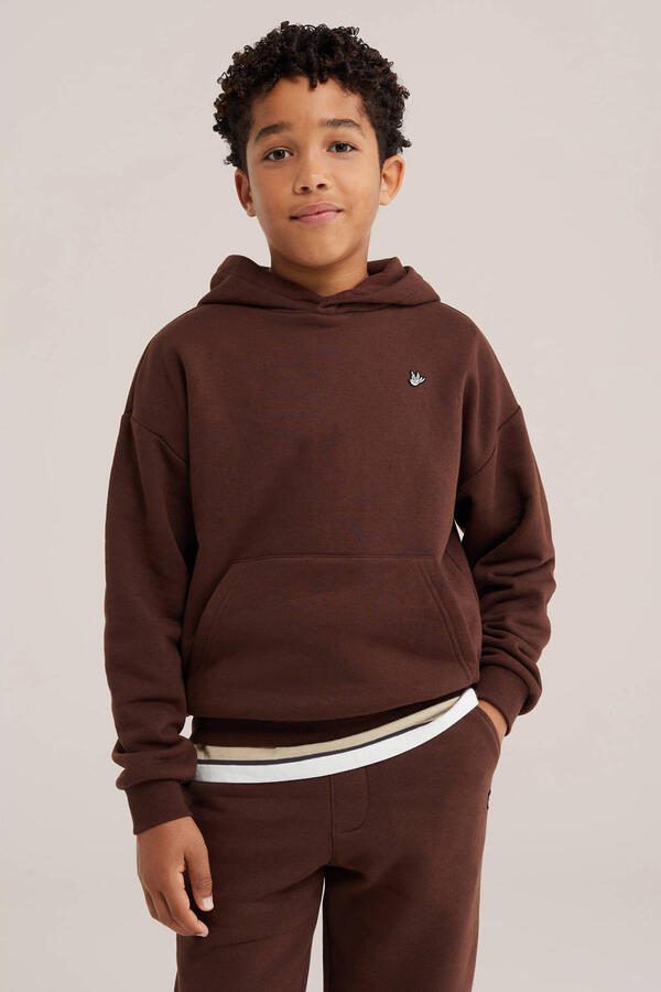 WE Fashion sweat hoodie donkerbruin