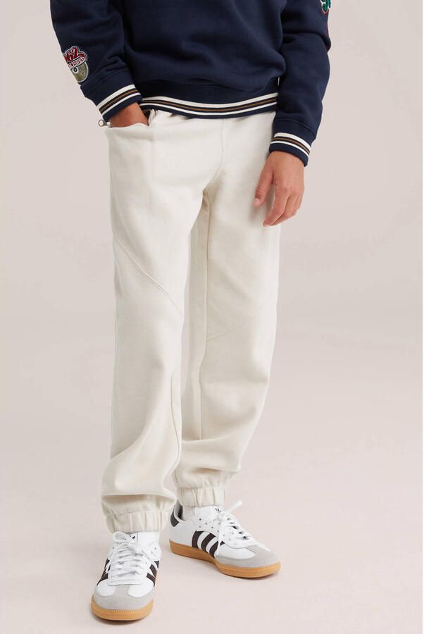 WE Fashion sweat regular fit joggingbroek beige