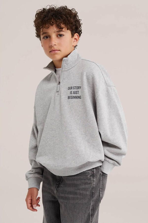 WE Fashion sweat schipperstrui met backprint grijs - Foto 2
