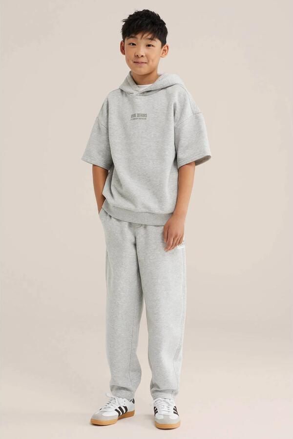 WE Fashion sweat T-shirt met melée lichtgrijs