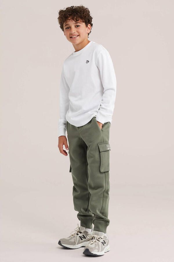 WE Fashion sweat tapered cargo joggingbroek olijfgroen - Foto 3