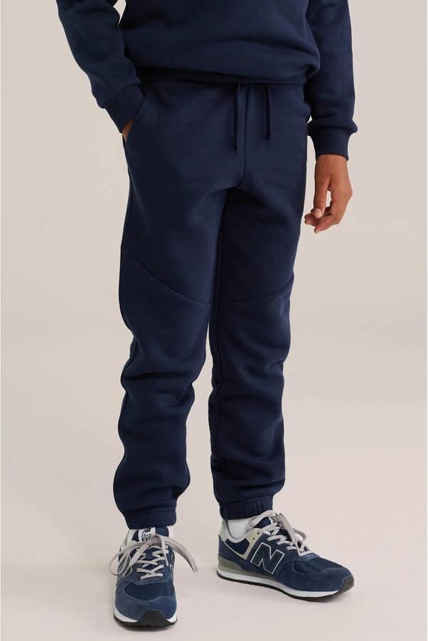WE Fashion sweat tapered joggingbroek donkerblauw