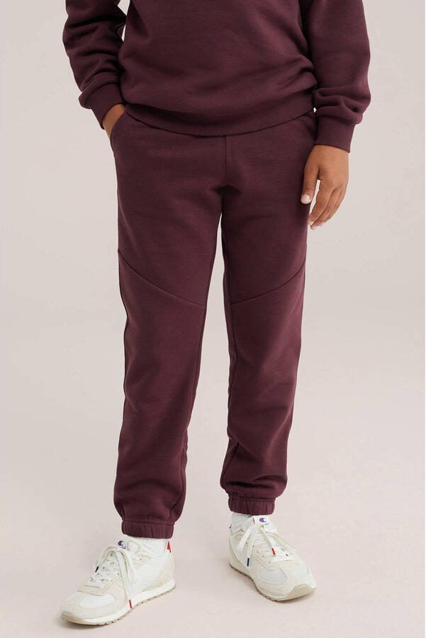 WE Fashion sweat tapered joggingbroek donkerrood