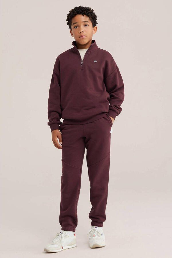 WE Fashion sweat tapered joggingbroek donkerrood - Foto 3