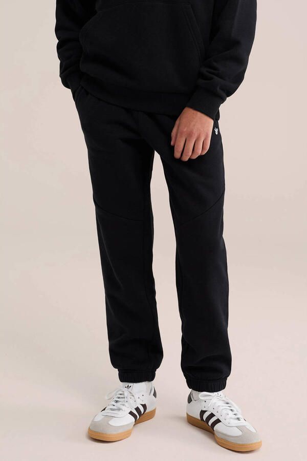 WE Fashion sweat tapered joggingbroek zwart
