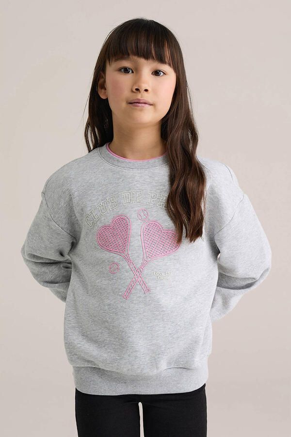 WE Fashion sweater grijs melange