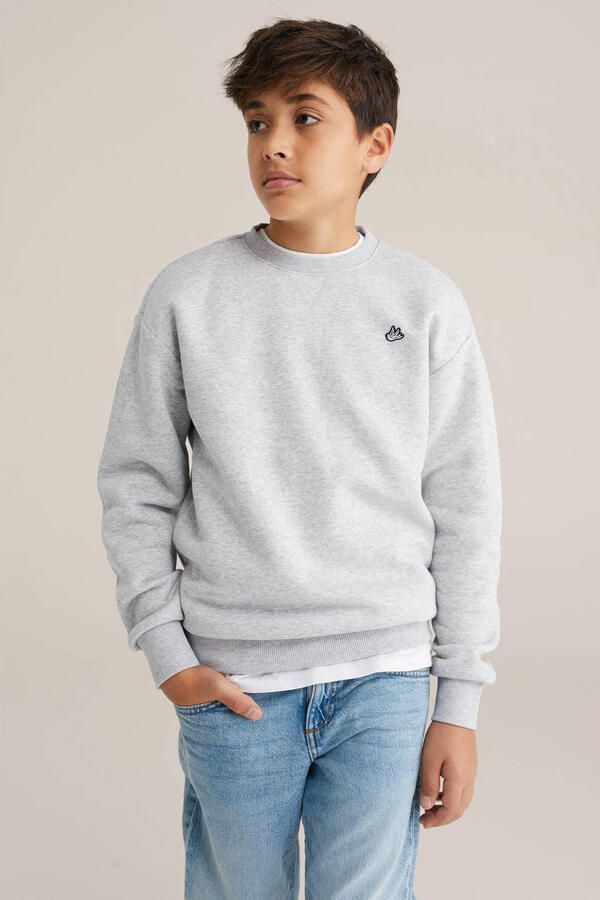 WE Fashion sweater grijs melange