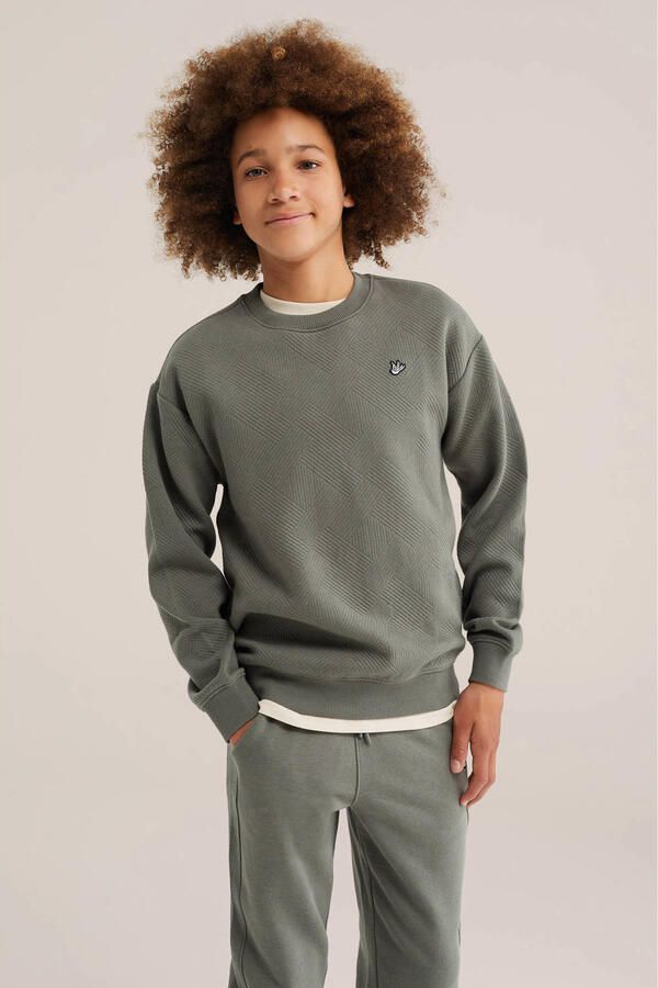 WE Fashion sweater grijsgroen