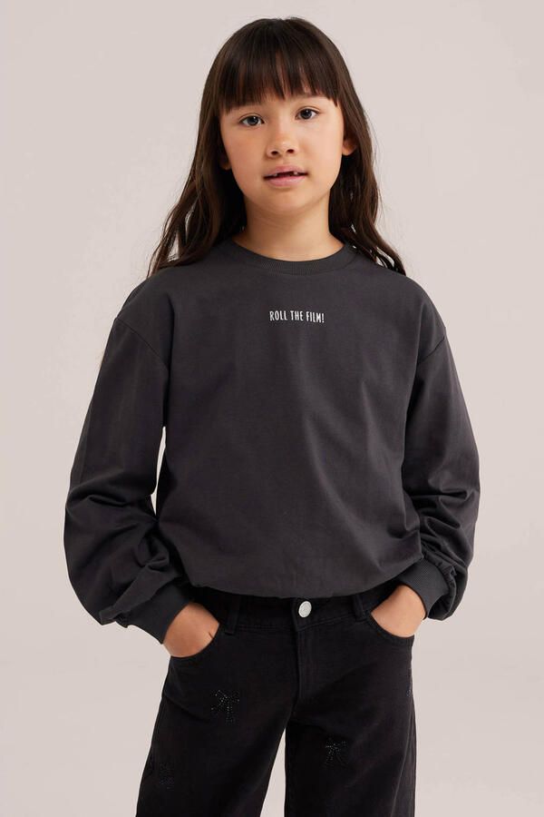 WE Fashion sweater met backprint antraciet