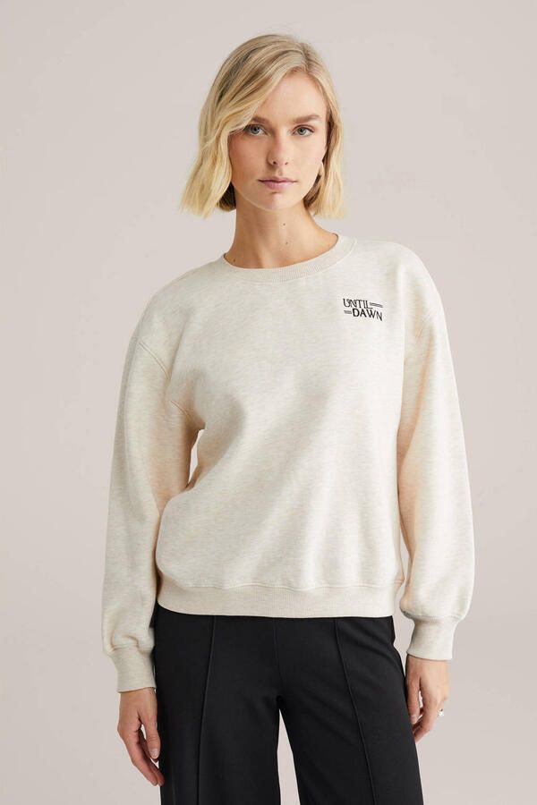 WE Fashion sweater met backprint beige