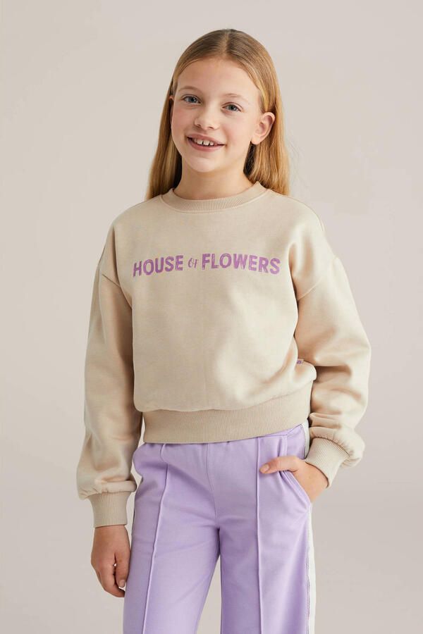 WE Fashion sweater met backprint beige