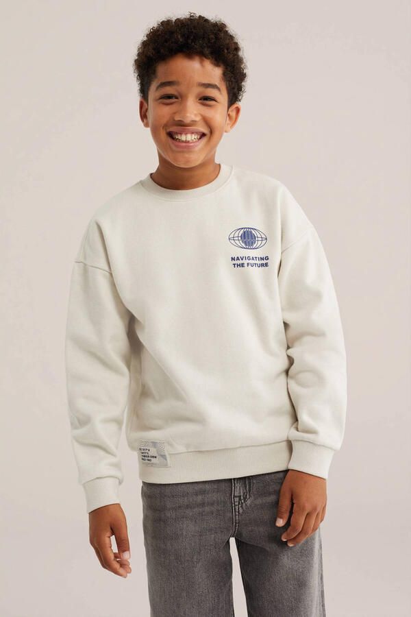 WE Fashion sweater met backprint beige
