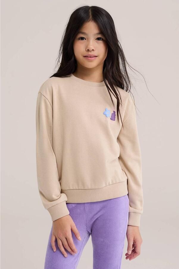 WE Fashion sweater met backprint beige