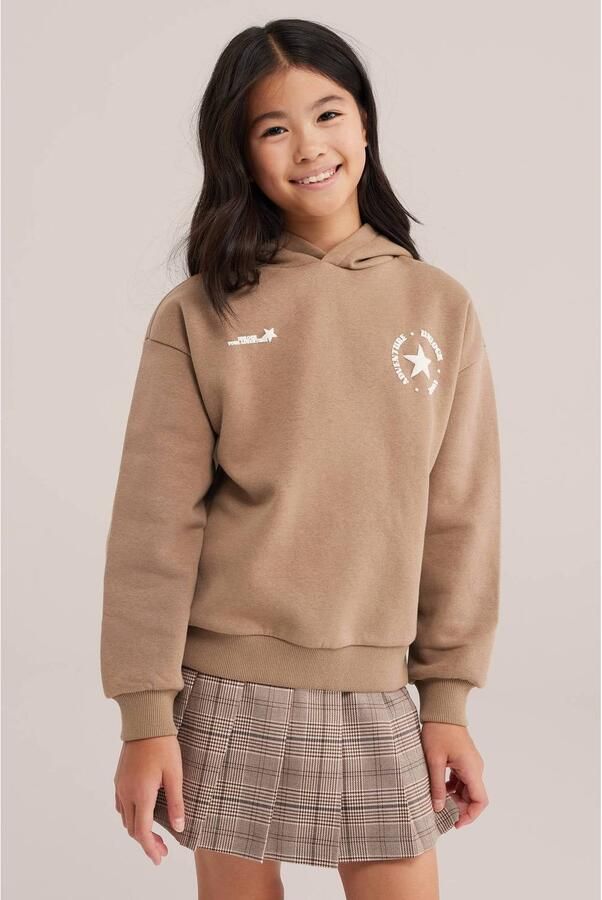 WE Fashion sweater met backprint bruin Backprint