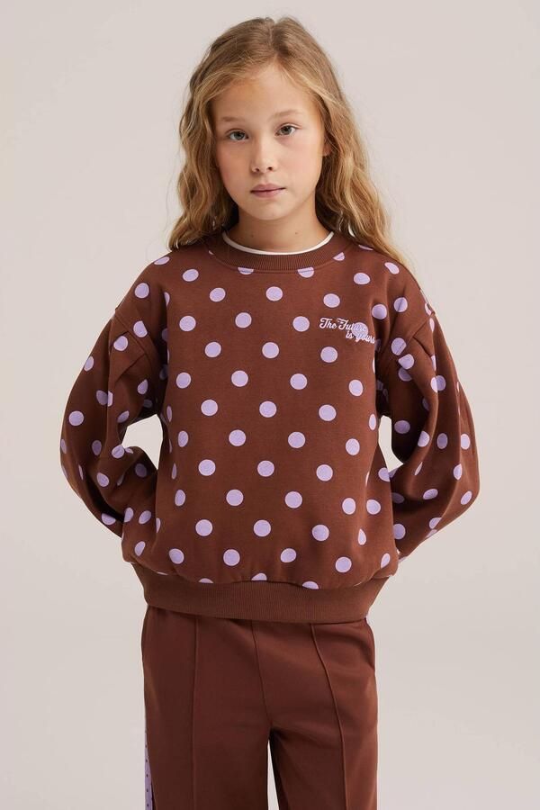 WE Fashion sweater met backprint bruin lila Backprint