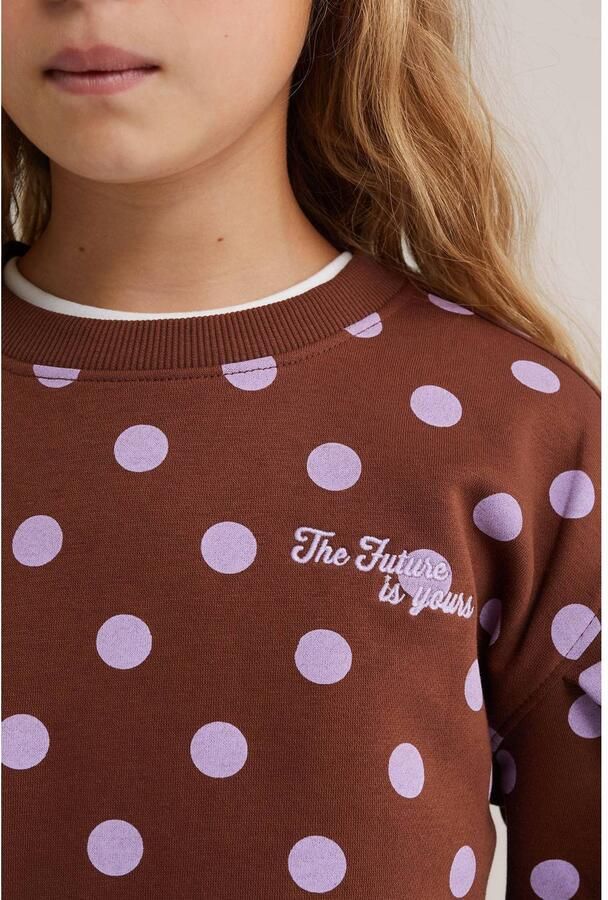 WE Fashion sweater met backprint bruin lila Backprint - Foto 2