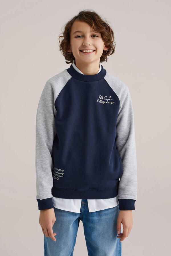 WE Fashion sweater met backprint donkerblauw