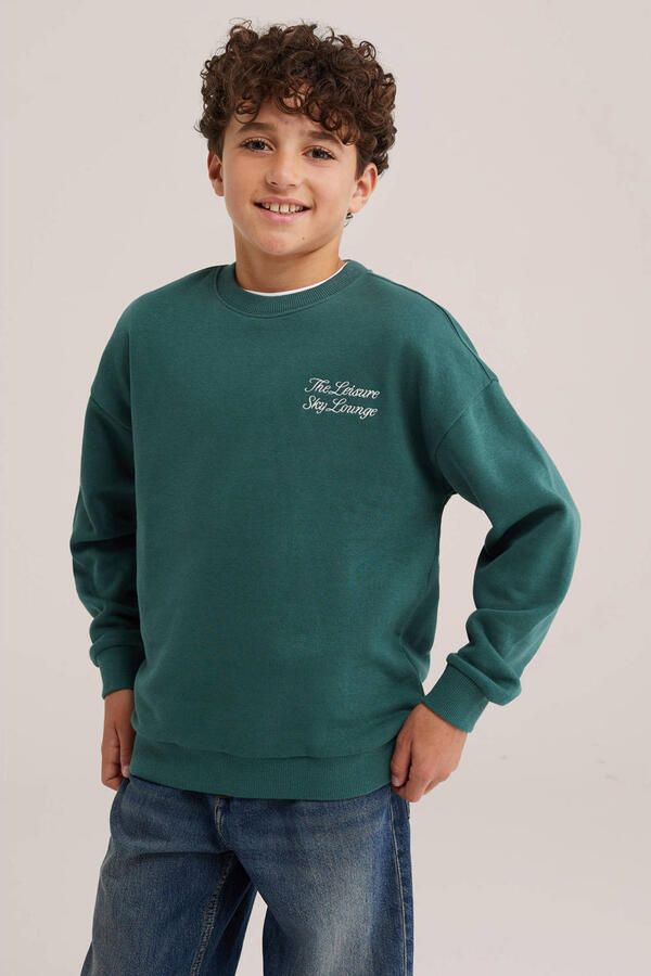 WE Fashion sweater met backprint donkergroen