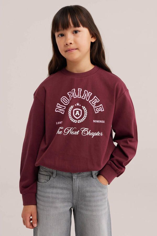 WE Fashion sweater met backprint donkerrood