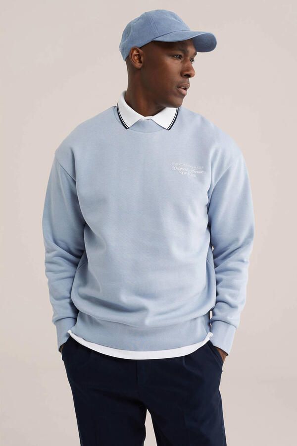 WE Fashion sweater met backprint lichtblauw