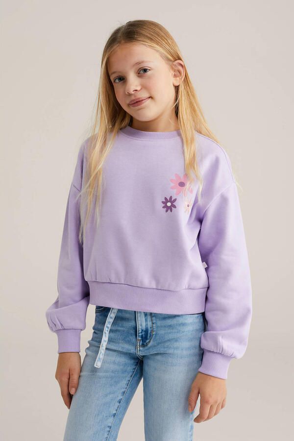 WE Fashion sweater met backprint lila