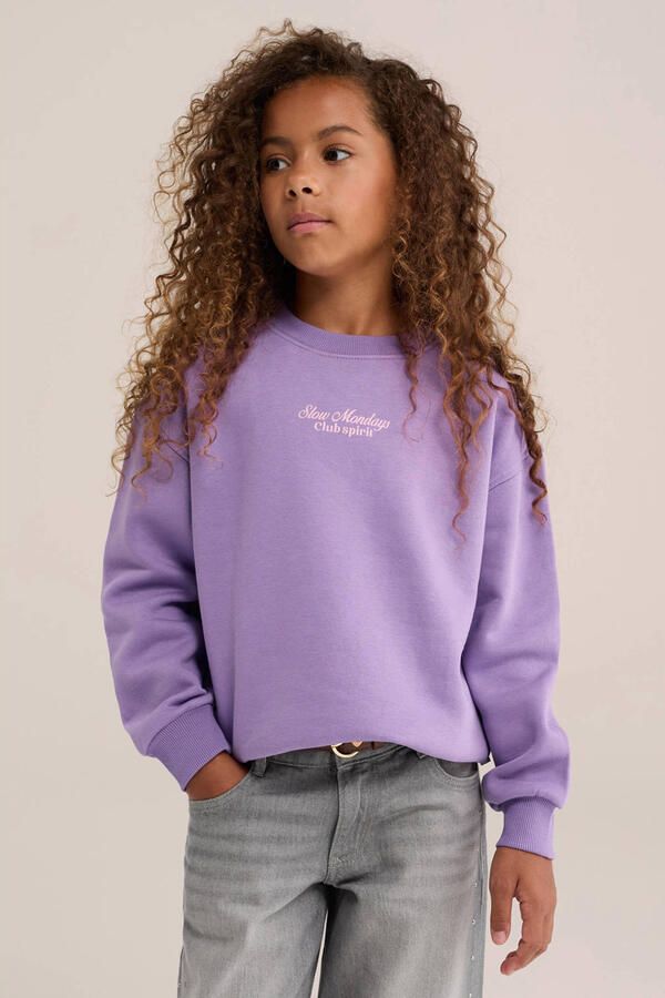 WE Fashion sweater met backprint lila