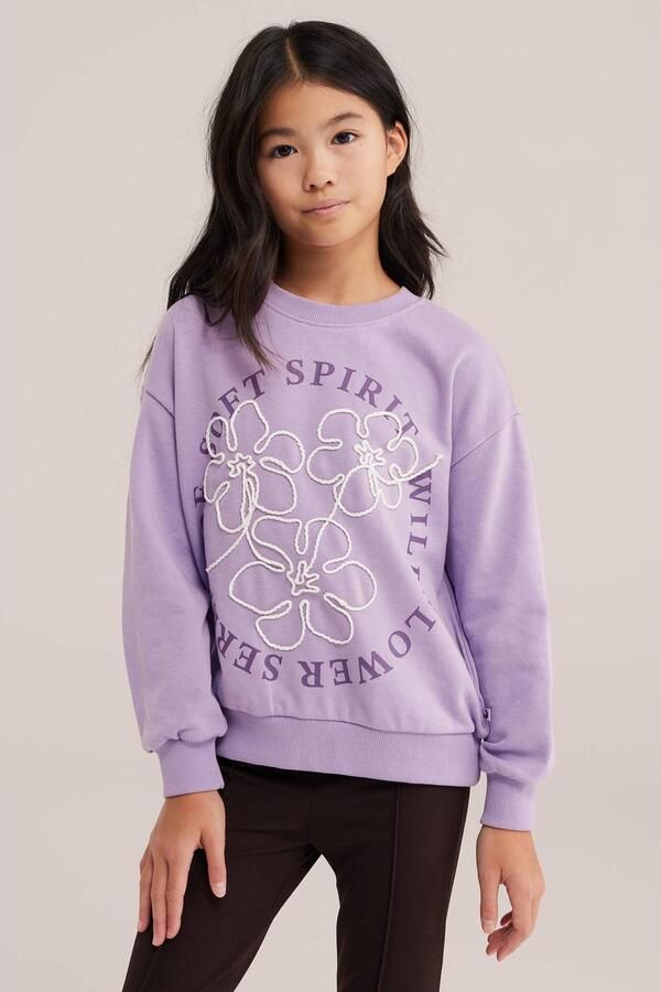 WE Fashion sweater met backprint lila Backprint