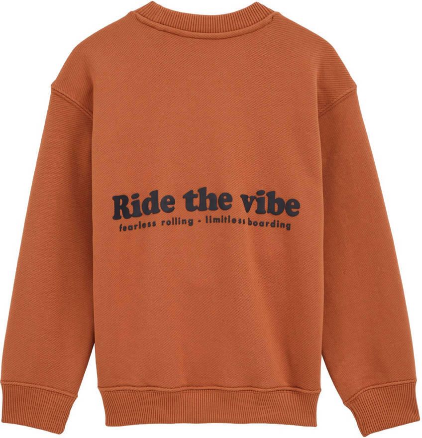 WE Fashion sweater met backprint roodbruin - Foto 2